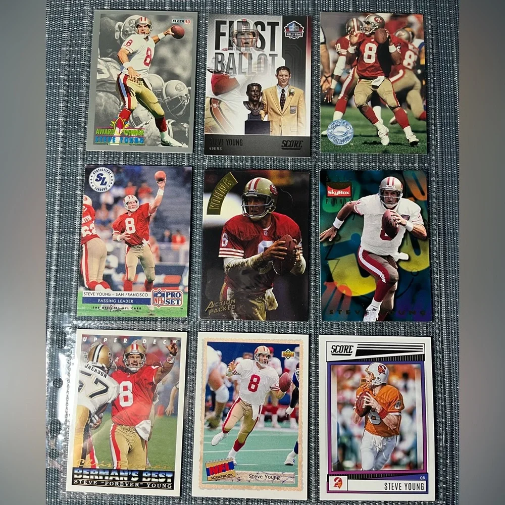 π Steve Young NFL National Football League Sports Trading Cards, Qty 9, Lot #1 - Picture 1 of 5